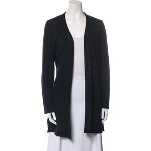 Theory 100% Cashmere Cardigan in speckled black, size medium
